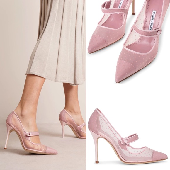 Manolo Blahnik Shoes - New Manolo Blahnik Camparimesh 105 Pink Mesh Pumps